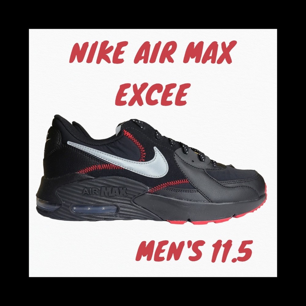 Nike Air Max Excee Shoes Black Red Silver DM0832-001 Men's Size 11.5 NEW